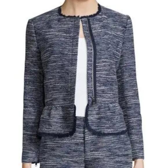🆕 Joie Milligan harbor blue porcelain peplum Tweed Zip-Front Jacket, size small - Picture 1 of 10